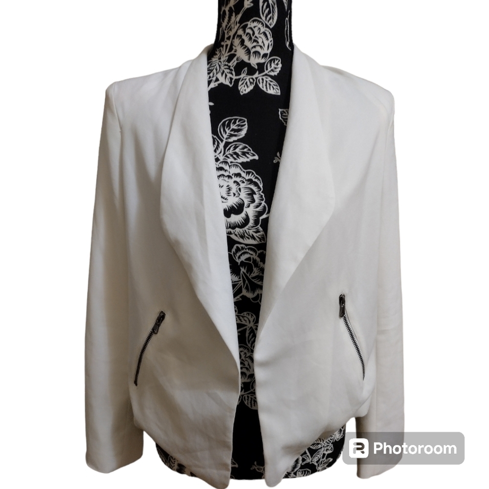 Bishop + Young Off-White Draped Moto Blazer Jacket